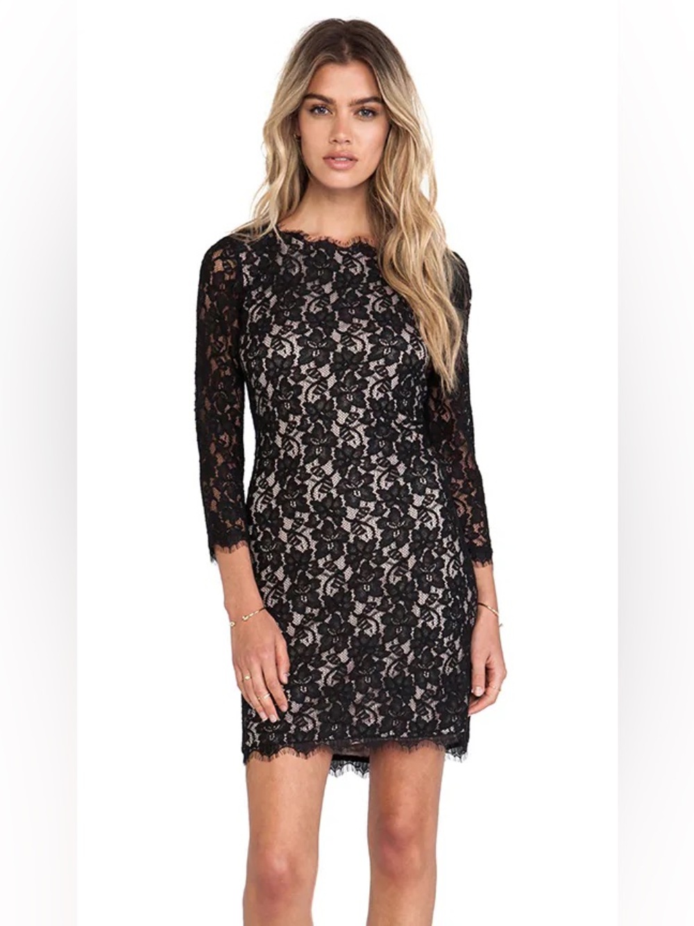 Revolve Diane Von Furstenberg Colleen Lace Long-Sleeve Sheath Dress
